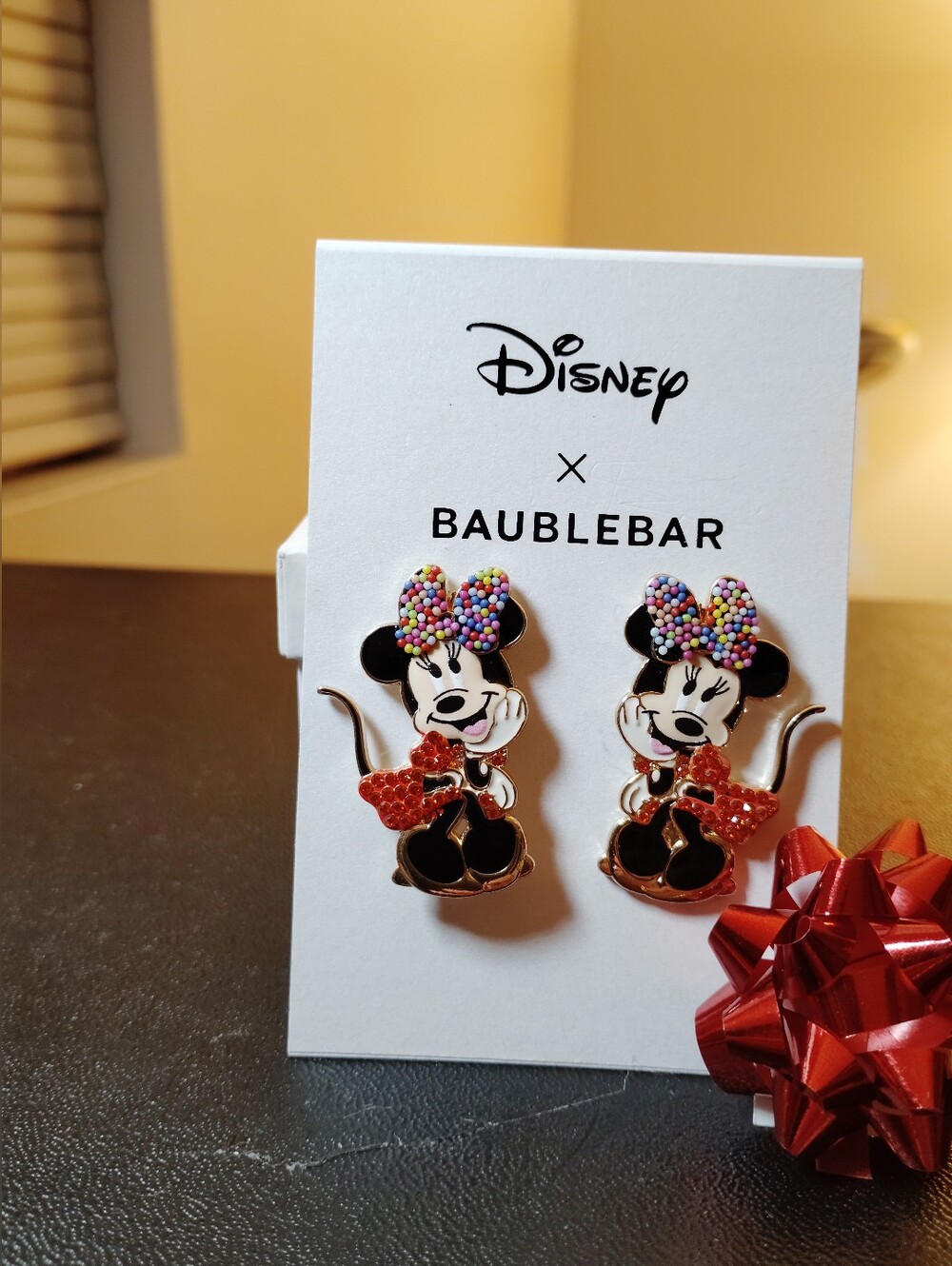 Disney x BaubleBar Minnie Mouse Sprinkle Bow Rhinestone Stud Earrings